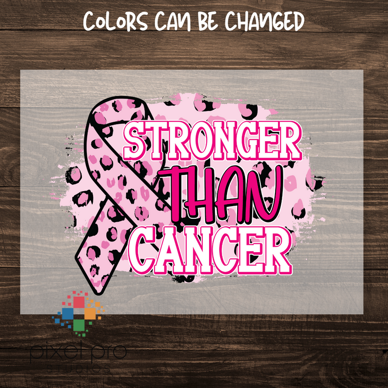 Stronger than Cancer Pink Leopard Ribbon