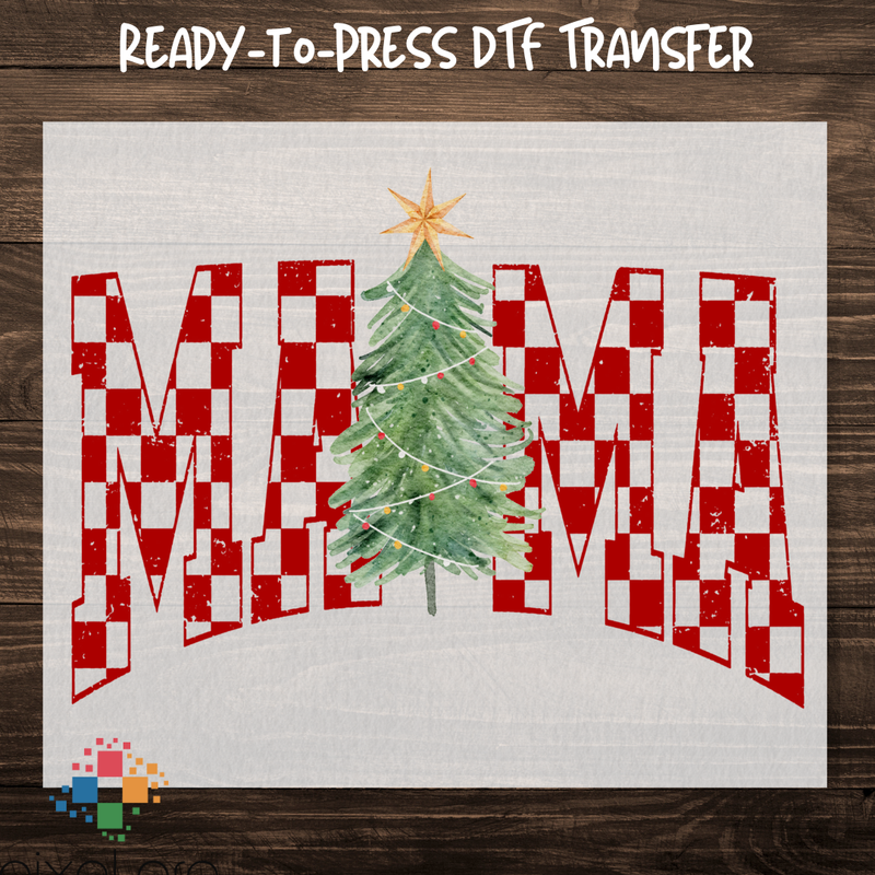 Red Checkered Mama with Tree