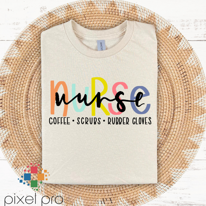 Nurse - Coffee Scrubs and Rubber Gloves