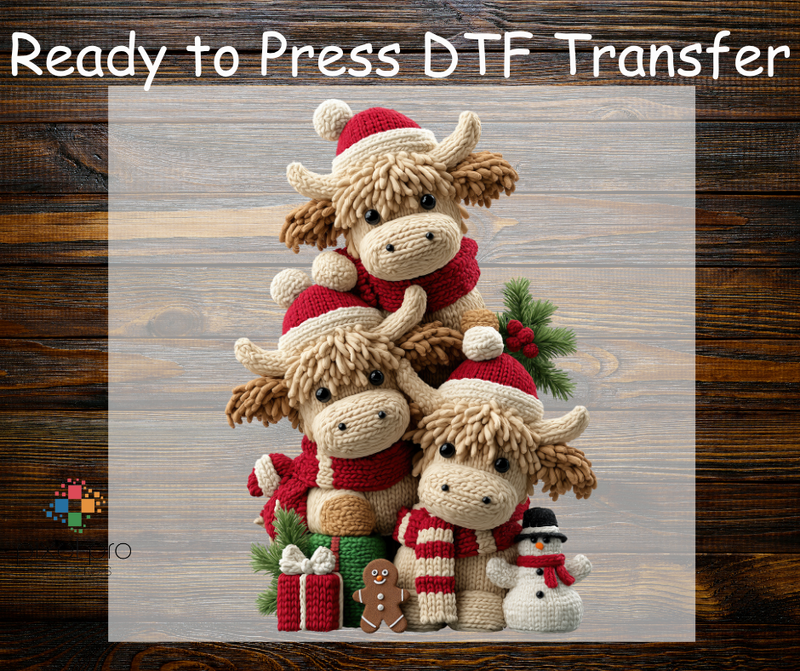 Yarn Stacked Christmas Highland Cows