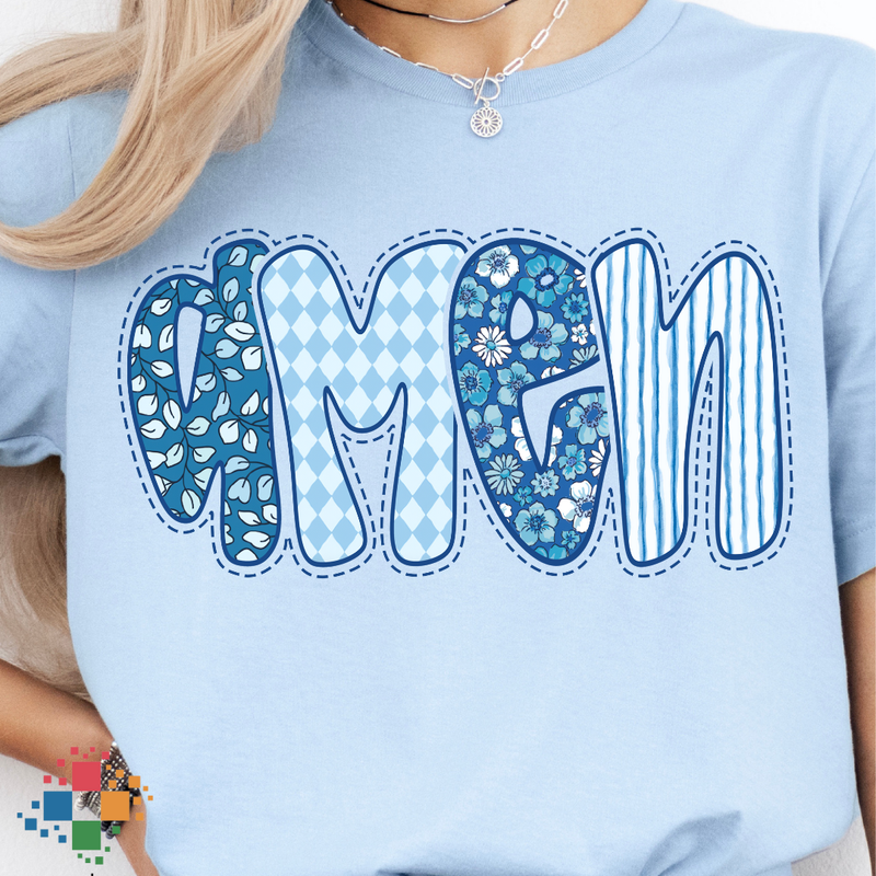 Blue Floral Doodle Amen