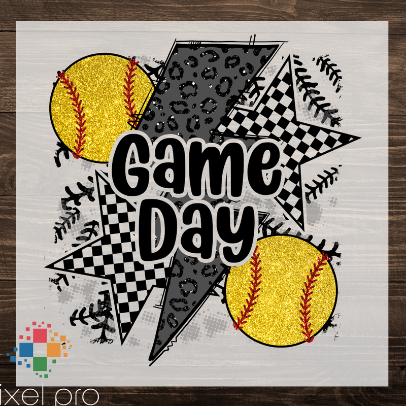 Game Day Softball Leopard Bolt