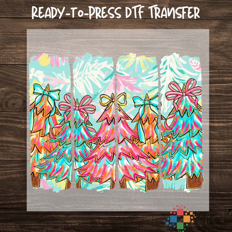 Pastel Brush Painted Christmas Trees
