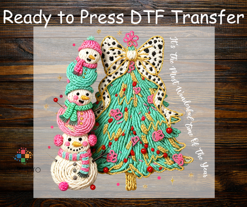 Yarn Stacked Snowmen with Tree