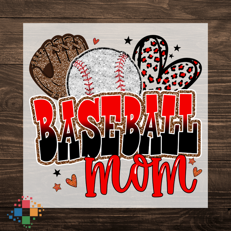 Baseball Mom with Glitter Ball and Glove