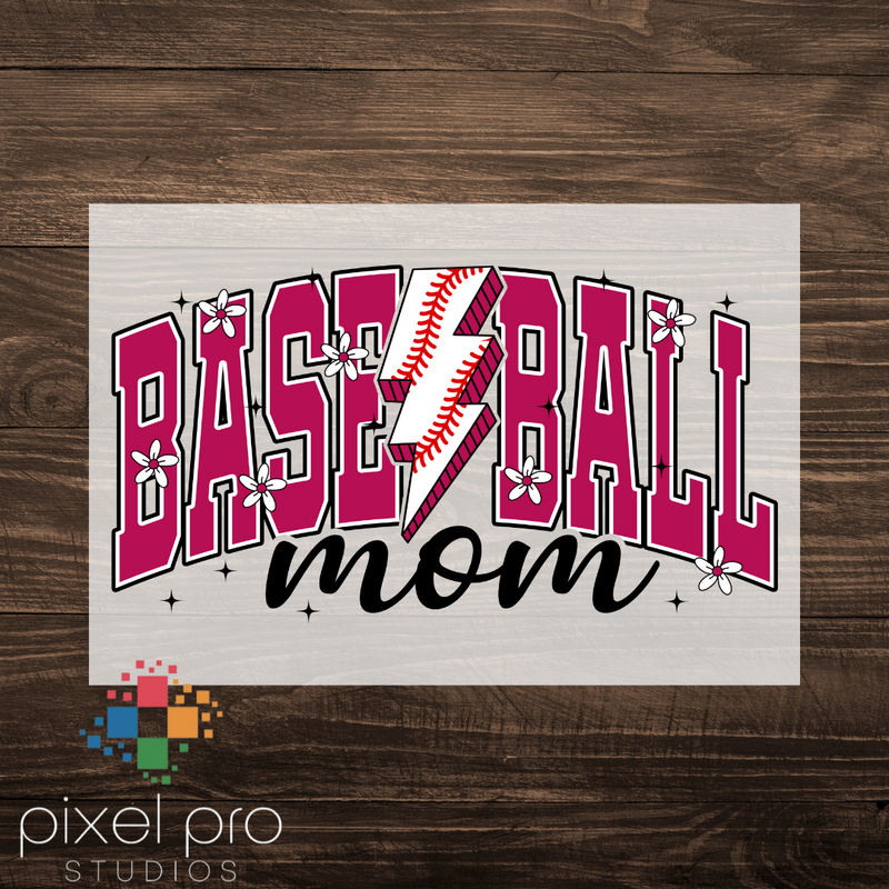 Baseball Mama with Bolt and Flowers