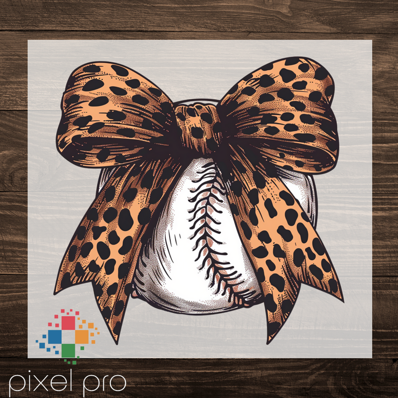 Baseball with Leopard Bow