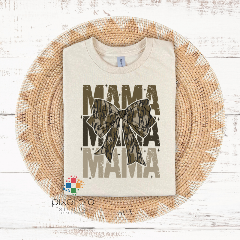 Stacked Camo Mama with Bow