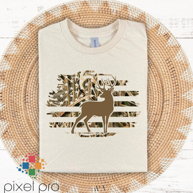 Brown Deer on Camo Flag