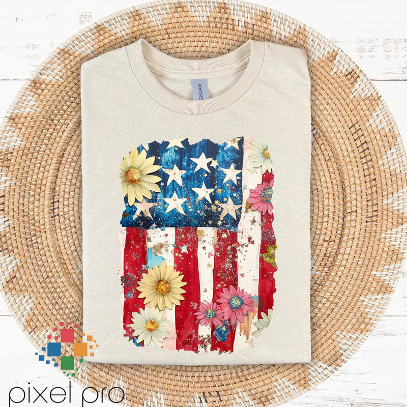 Western American Flag with Daisies