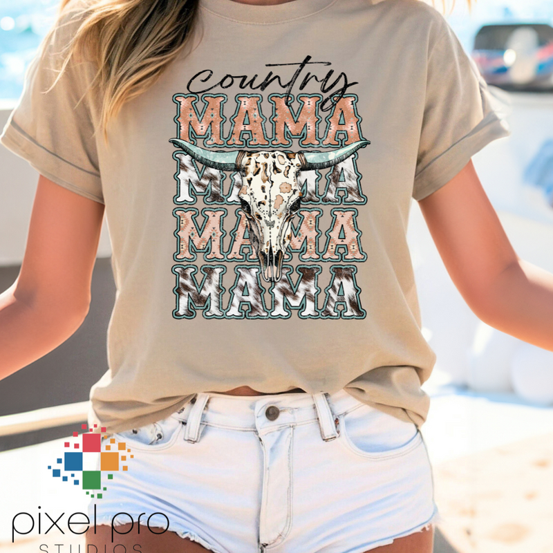 Stacked Country Mama with Skull
