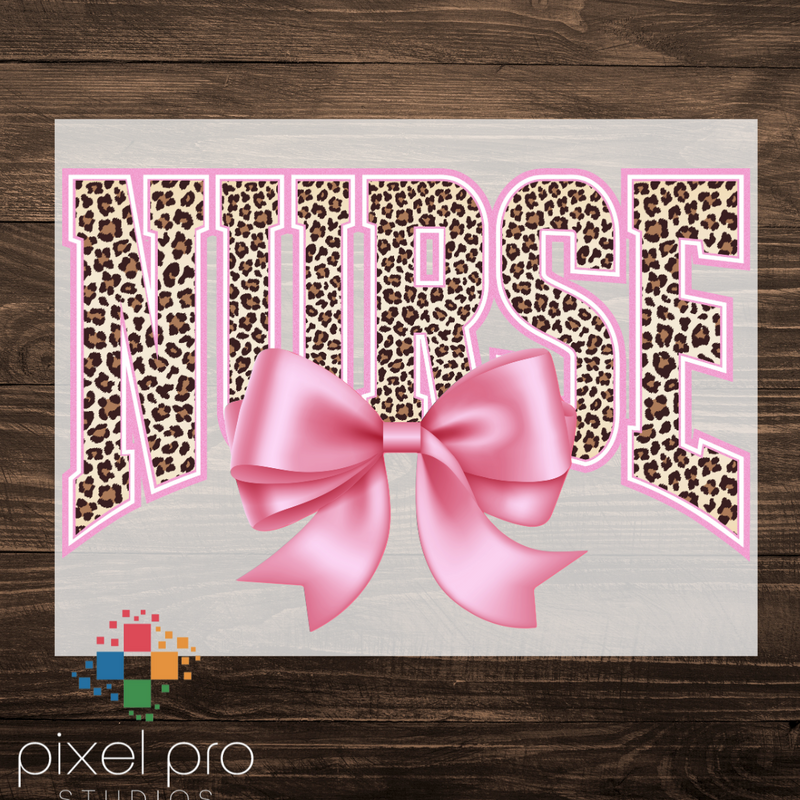 Pink and Leopard Nurse with Bow