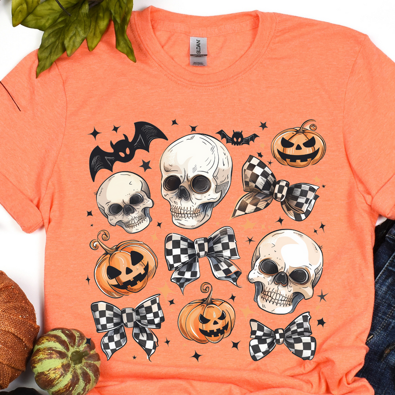 Skulls with Checkered Bows
