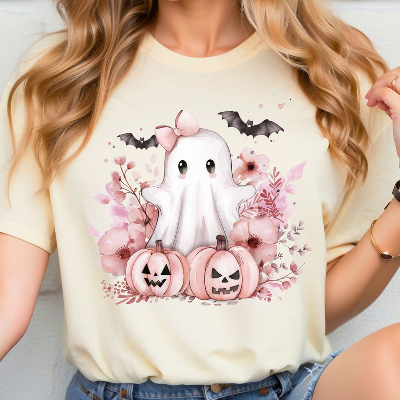 Ghost with Pink Pumpkins