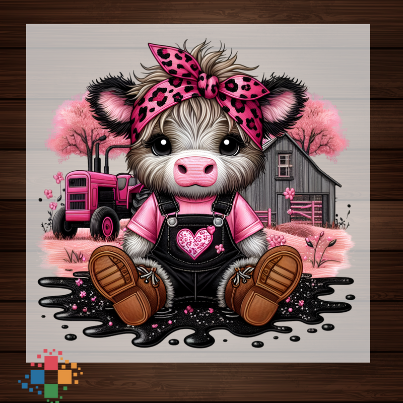 Pink Bandana Highland Cow