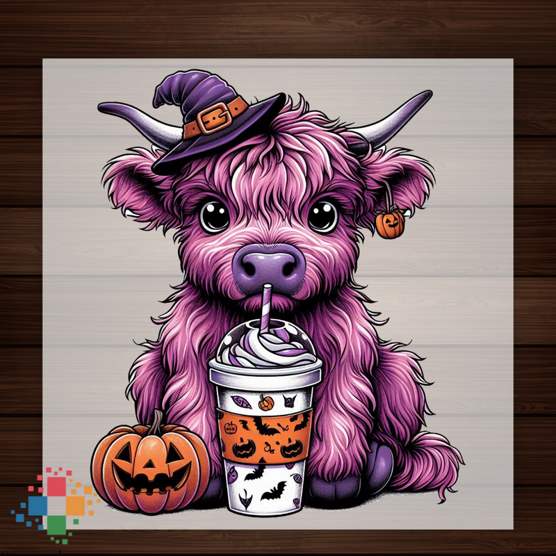Purple Halloween Highland Cow