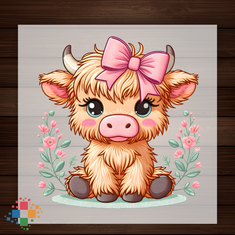 Pink Bow Highland Cow