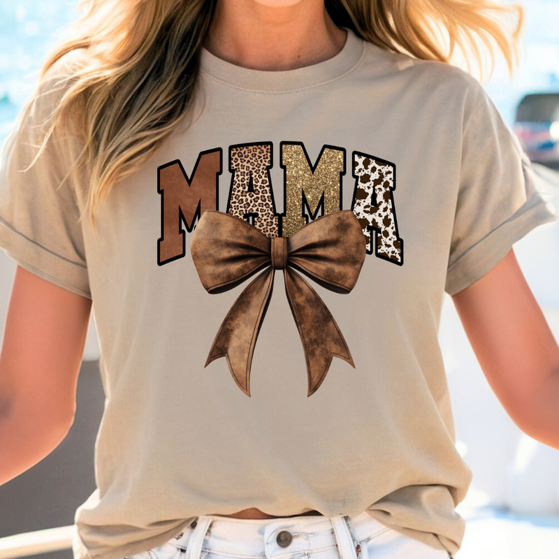 Brown Cowhide Mama with Bow