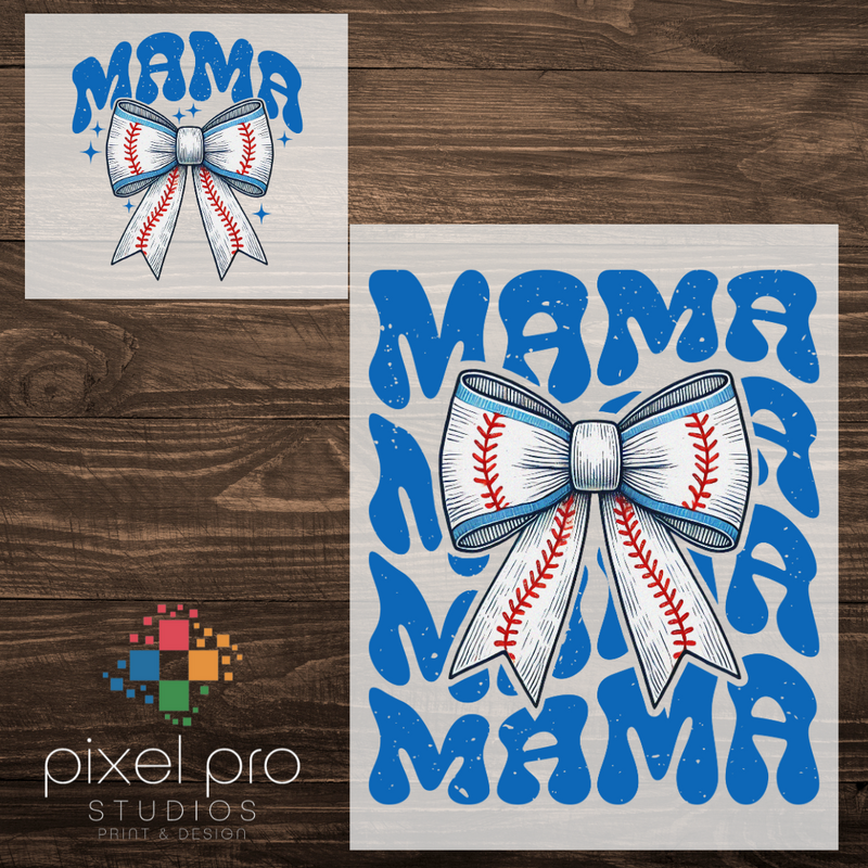 Stacked Mama with Baseball Bow