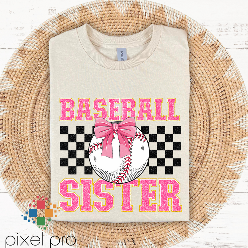 Pink Retro Baseball Sister