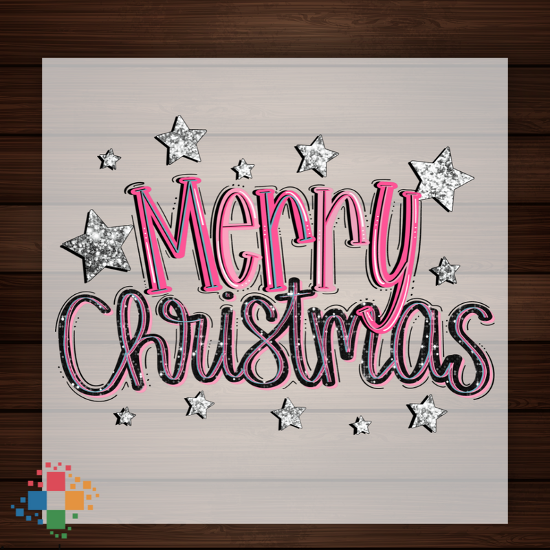 Pink Merry Christmas with Stars