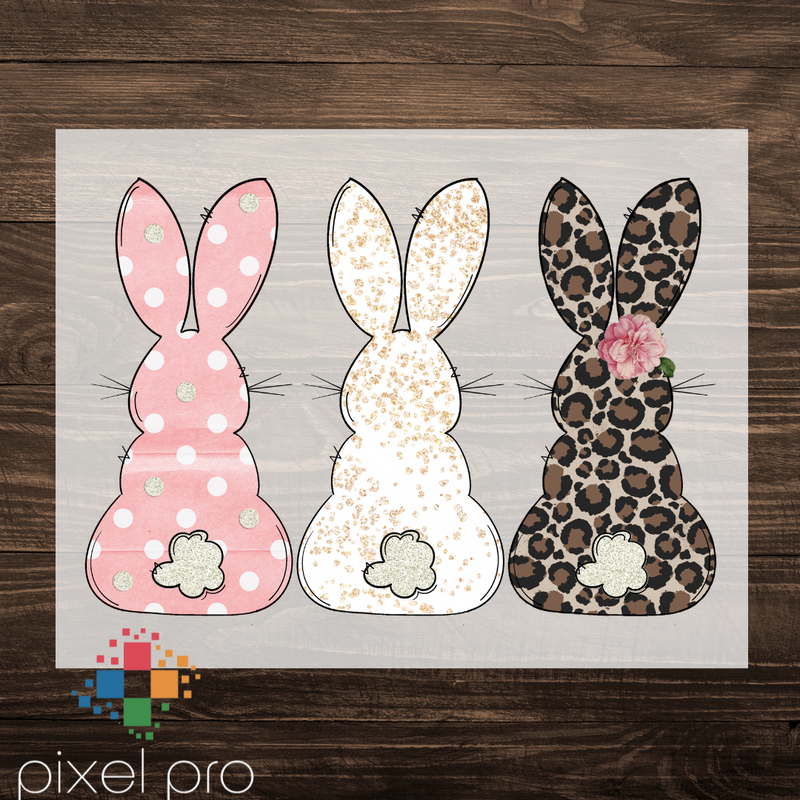 Trio Bunnies with White Tails