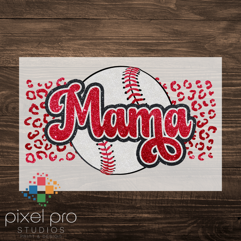 Red Leopard Baseball Mama