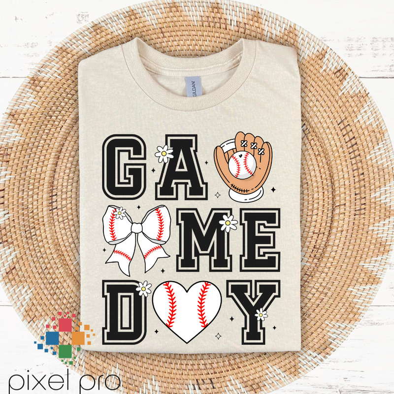 Game Day with Baseball Heart and Bow