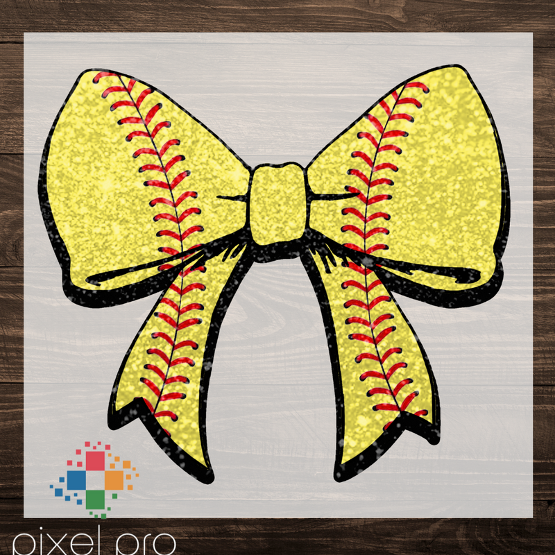 Glitter Softball Bow