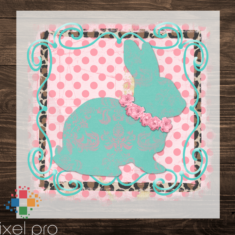 Pink and Turquoise Bunny