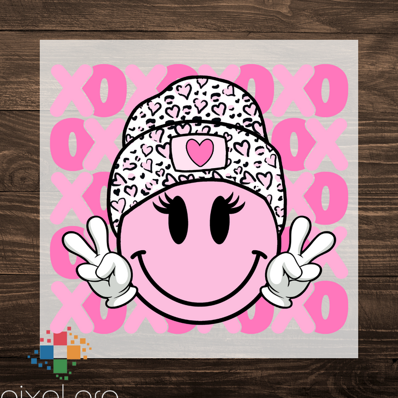 Pink XOXO with Smiley