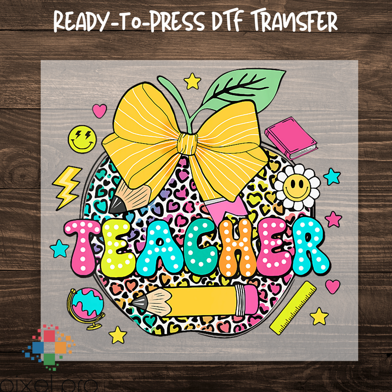 Colorful Leopard Apple Teacher - Custom