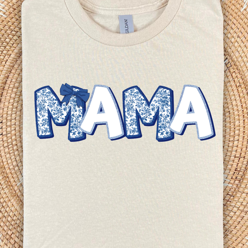 Blue Floral and White Mama