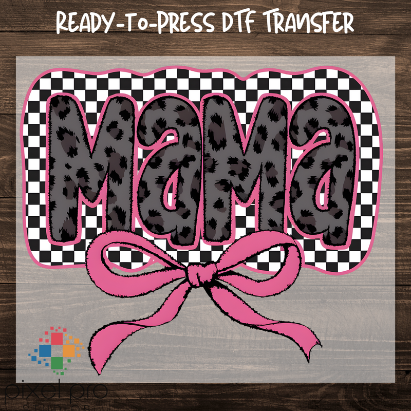 Black Leopard Mama Pink on Checkered