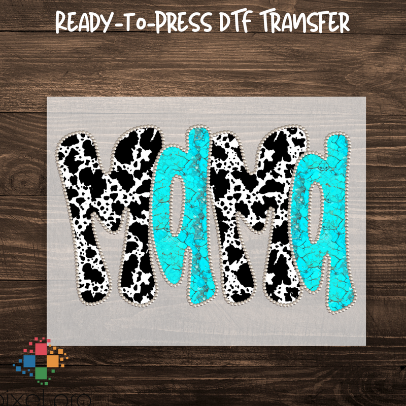 Cow Print Teal Mama