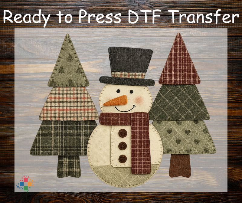 Patchwork Snowman with Trees