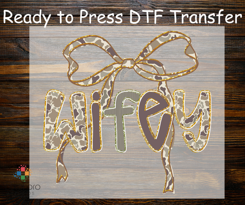 Camo Doodle Wifey with Ribbon