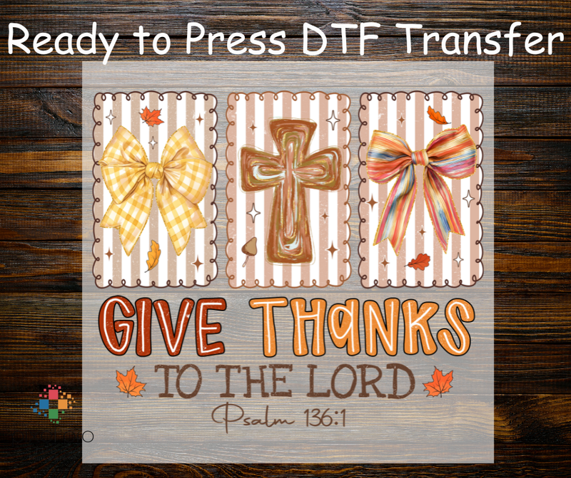 Preppy Give Thanks with Cross and Bows