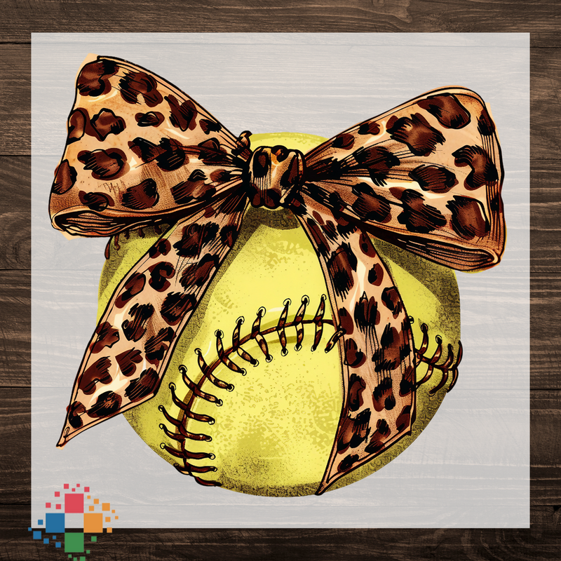 Softball with Leopard Bow