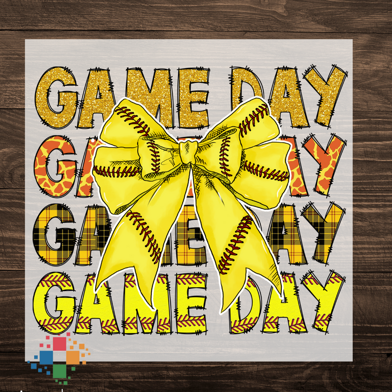 Stacked Game Day with Softball Bow