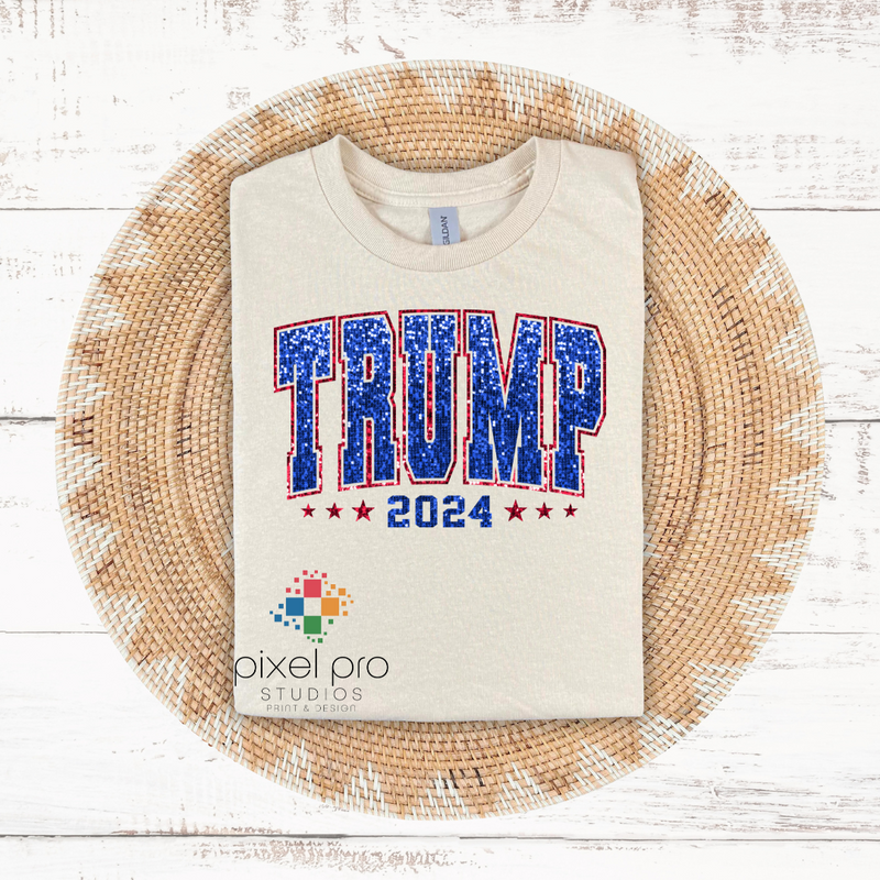 Blue Faux Sparkle Trump 2024